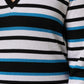 Multicolor Stripes Long Sleeves V-neck Top