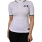 White Cotton Short Sleeves Collared Polo Top