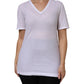 White Cotton Short Sleeves V-Neck Top T-shirt