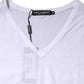 White Cotton Short Sleeves V-Neck Top T-shirt