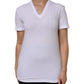 White Cotton Short Sleeves V-Neck Top T-shirt
