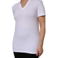 White Cotton Short Sleeves V-Neck Top T-shirt