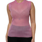 Pink Polyester Sleeveless Round Neck Tank Top