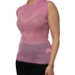Pink Polyester Sleeveless Round Neck Tank Top