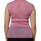 Pink Polyester Sleeveless Round Neck Tank Top