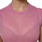 Pink Polyester Sleeveless Round Neck Tank Top
