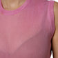 Pink Polyester Sleeveless Round Neck Tank Top