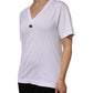 White Cotton Short Sleeve V-Neck Top T-shirt