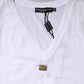 White Cotton Short Sleeve V-Neck Top T-shirt