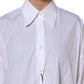 White Cotton Collared Shirt Long Sleeve Top