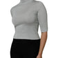Light Green Silk Turtleneck 3/4 Sleeves Top