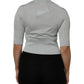 Light Green Silk Turtleneck 3/4 Sleeves Top
