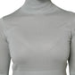 Light Green Silk Turtleneck 3/4 Sleeves Top