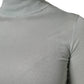 Light Green Silk Turtleneck 3/4 Sleeves Top
