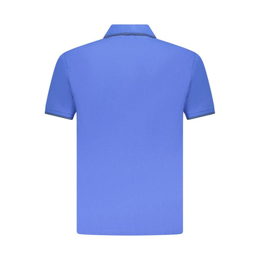 Blue Cotton Men Polo Shirt