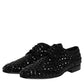 Black Suede Strass Derby Formal Shoes