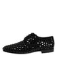 Black Suede Strass Derby Formal Shoes