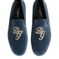 Blue Velvet DG Logo Loafers Formal Shoes