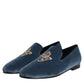 Blue Velvet DG Logo Loafers Formal Shoes