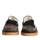 Brown White Calfskin Leather Loafers Shoes