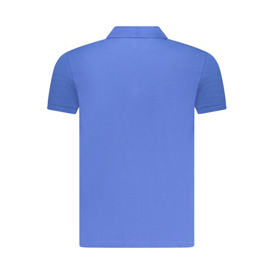 Blue Cotton Men Polo Shirt