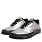 Metallic Silver Low Top Lace Up Sneakers Shoes