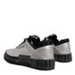 Metallic Silver Low Top Lace Up Sneakers Shoes