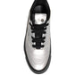 Metallic Silver Low Top Lace Up Sneakers Shoes