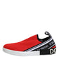 Red Logo Low Top Slip On Men Sneakers Shoes