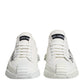 White Logo Print Lace Up Low Top Sneakers Shoes