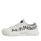 White Logo Print Lace Up Low Top Sneakers Shoes