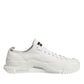 White Logo Print Lace Up Low Top Sneakers Shoes