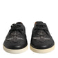 Black Leather Bee Crown Low Top Sneakers Shoes