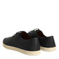 Black Leather Bee Crown Low Top Sneakers Shoes