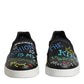 Black Leather Studded Graffiti Sneakers Shoes