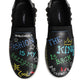 Black Leather Studded Graffiti Sneakers Shoes