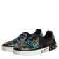 Black Leather Studded Graffiti Sneakers Shoes