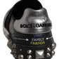 Black Leather Studded Graffiti Sneakers Shoes