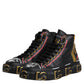 Black Leather Logo High Top Sneakers Shoes