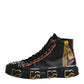 Black Leather Logo High Top Sneakers Shoes