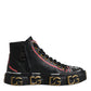 Black Leather Logo High Top Sneakers Shoes