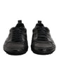 Black Exotic Leather Low Top Sneakers Shoes
