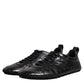 Black Exotic Leather Low Top Sneakers Shoes
