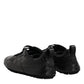 Black Exotic Leather Low Top Sneakers Shoes