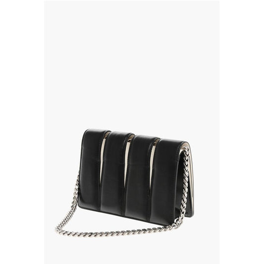Two-Tone Leather SLASH Clutch with Jewel Detail
