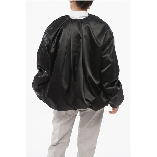 Draped Satin Bomber Jacket