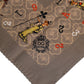 Brown Silk Printed Square Men Foulard Scarf