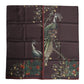 Brown Peacock Print Square Men Foulard Scarf