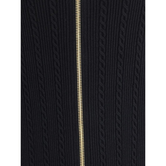 BUTTONED TORSADE KNIT LONG MIDI SKIRT