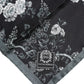Black Floral Print Silk Square Foulard Scarf